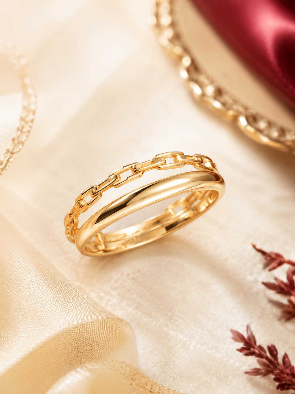 Cincin Polos Rantai Gold