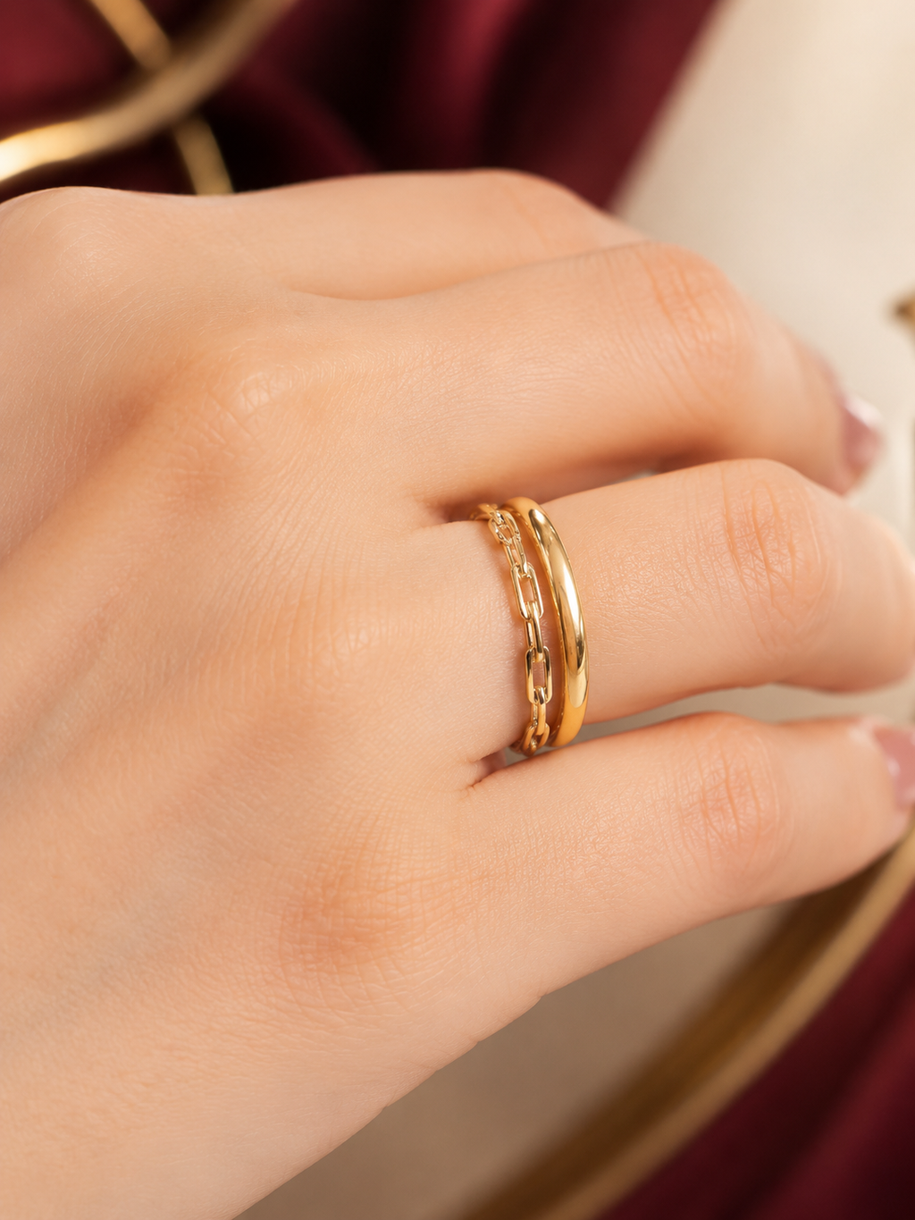 Cincin Polos Rantai Gold