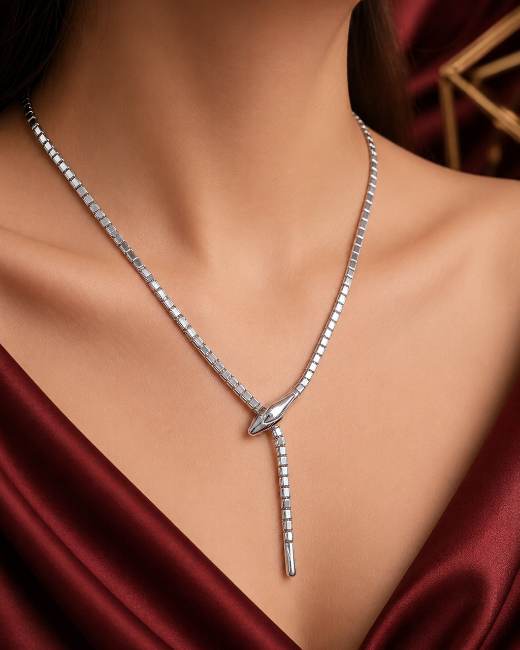 Kalung Adjustable Ular Silver