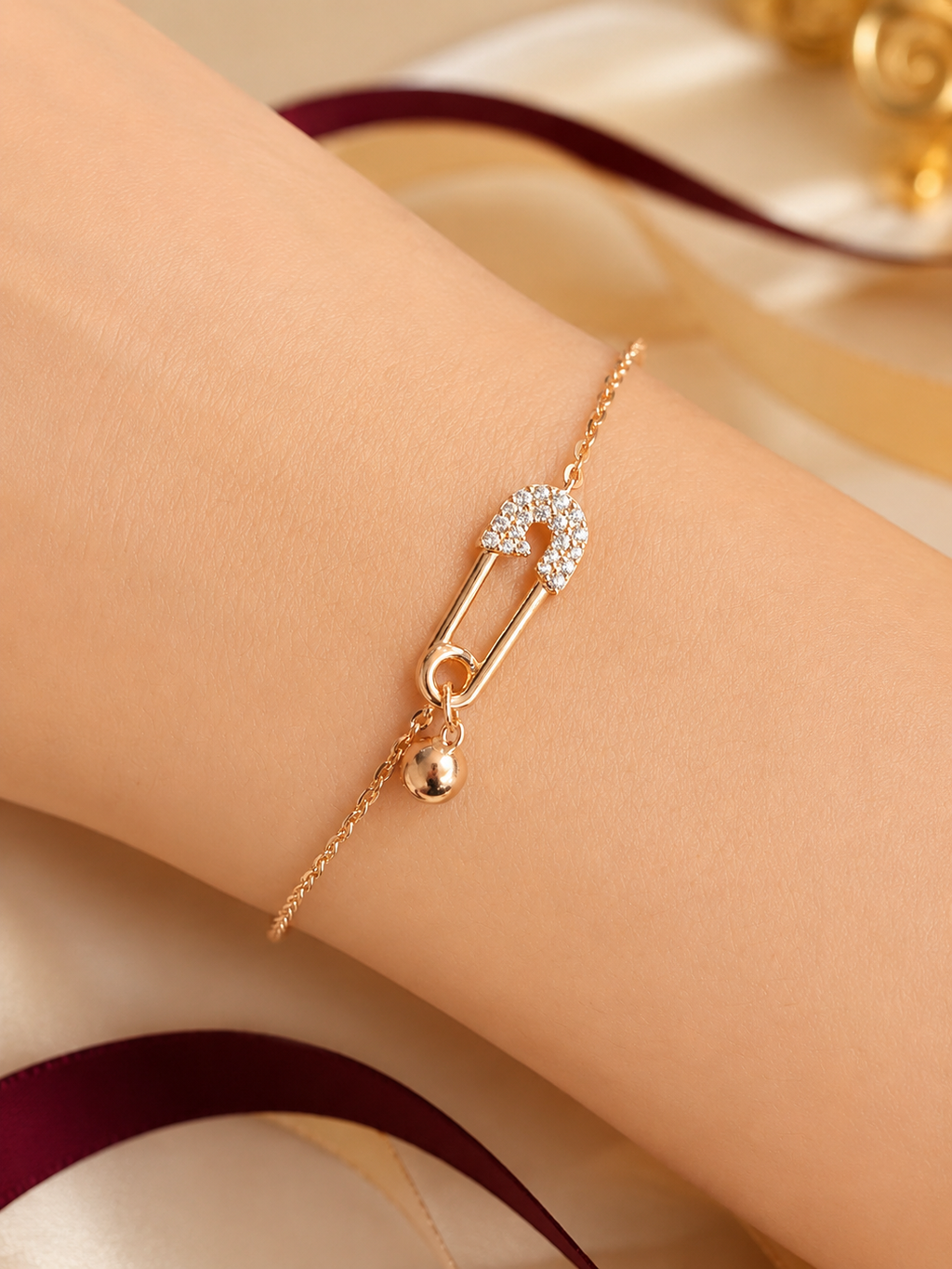 Gelang Serut Peniti Gold